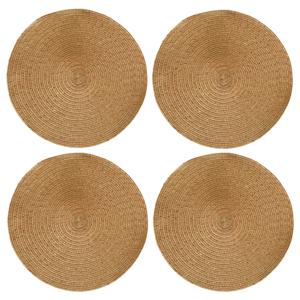 Decoris placemats - 4x st - goud - D38 cm - kunststof - rond - tafel onderleggers