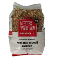 De Halm Krokante muesli rozijn bio 500 Gram