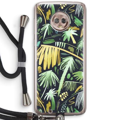 Tropical Palms Dark: Motorola Moto G6 Transparant Hoesje met koord