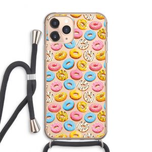 Pink donuts: iPhone 11 Pro Max Transparant Hoesje met koord