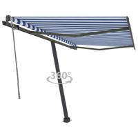 Luifel vrijstaand automatisch 350x250 cm blauw en wit
