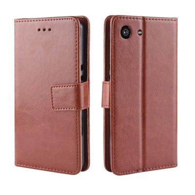 Retro Crazy Horse textuur horizontale Flip lederen case voor Sony Xperia ACE SO-02L met houder & kaartsleuven & fotolijstjes (bruin)