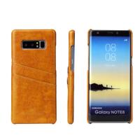 Fierre Shann retro olie Wax textuur PU lederen case voor Galaxy Note 8 met kaartsleuven (geel)