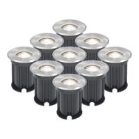 Set van 9 LED Grondspots buiten - Dimbaar - GU10 - 6000K daglicht wit - 5 Watt 400 lumen - Tuinspot - Oprit - RVS - IP65 waterdicht