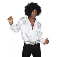 Carnaval verkleedkleding shirt met rouches - wit - heren - blouse - polyester - Disco time