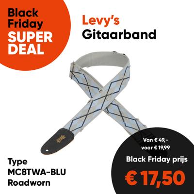 Levy's MC8TWA-BLU Road Worn Gitaarband Katoen Grijs/Blauw/Zwart - Aanbieding