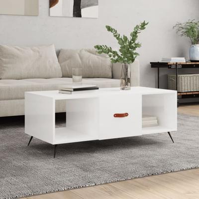 Salontafel 102x50x40 cm bewerkt hout hoogglans wit