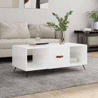 Salontafel 102x50x40 cm bewerkt hout hoogglans wit