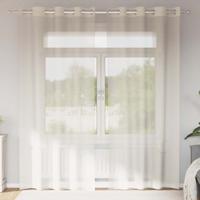 Gordijnen voile met doorvoertules 2 st 140x225 cm crmekleurig