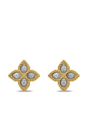Roberto Coin boucles d'oreilles Princess Flower en or 18ct pavées de diamants
