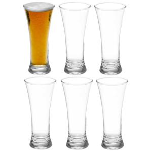 Vivalto Bierglazen - Flutes/vaas - transparant glas - 6x stuks - 320 ml - Conische vorm