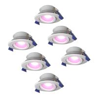 Set van 6 Lima smart inbouwspots - Wifi + Bluetooth - RGBWW - GU10 5,5 Watt 345 Lumen - Kantelbaar - Google Home, Amazon Alexa en Siri - IP65 - Wit - Bestuurbaar via app en stem