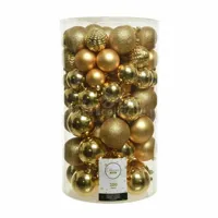 Kerstballen Mix Plastic Goud 100st
