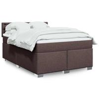 Boxspring met matras stof donkerbruin 140x190 cm