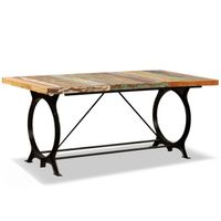 The Living Store Eettafel Vintage - 180 x 90 x 77 cm - Massief gerecycled hout en staal - thumbnail