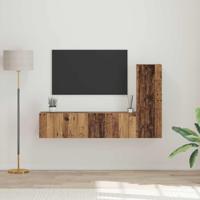 Tv-meubelset met plank Wandgemonteerd met opslag met de deur 3 pcs Oud hout 150.5 x 30 x 90 cm