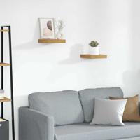 Wandplank met opslag 2 pcs Beige 23 x 23,5 x 4 cm Bewerkt hout