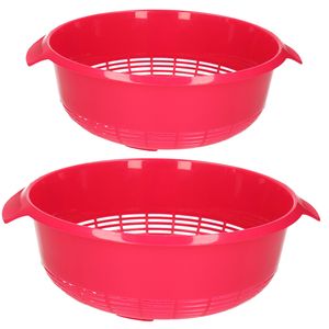 Forte plastics kunststof keuken vergieten 2x combiset roze 27 x 10 cm en 23 x 9 cm