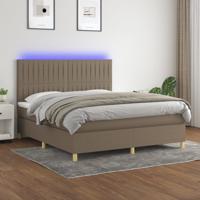 Boxspring met matras en LED stof taupe 180x200 cm
