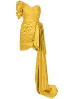 Oscar de la Renta robe froncée asymétrique à une épaule - Jaune