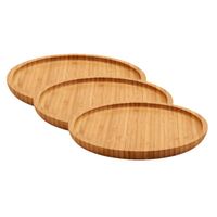3x stuks bamboe houten broodplanken/serveerplanken/hamplanken rond 20 cm - Serveerplanken - thumbnail