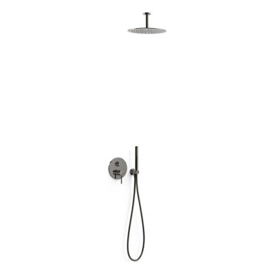 Regendouche set Tres Study | Inbouw | Mengkraan | 2-weg | Rond | Zwart metallic