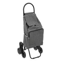 Boodschappen trolley tas met trapwielen - inhoud 40 liter - grijs - 43 x 36 x 99 cm