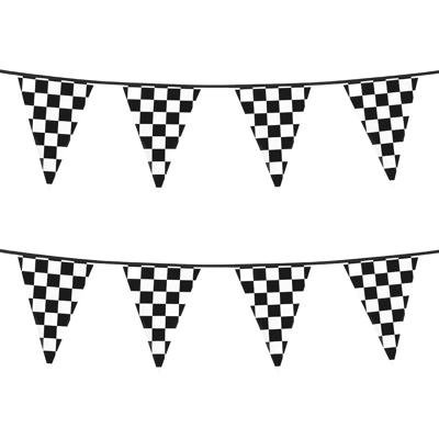 Finish vlaggenlijn - 2x - 6 meter - plastic - Race thema feestartikelen - formule 1