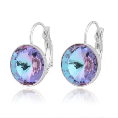 LGT JWLS Oorbellen Dames met Multicolor Glassteen en Zilveren Laag