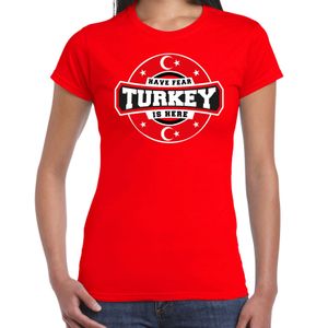 Have fear Turkey is here / Turkije supporters t-shirt rood voor dames