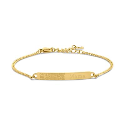 Gepersonaliseerde neusafdruk bar armbanden - Stainless steel - Gourmet chain - Goud