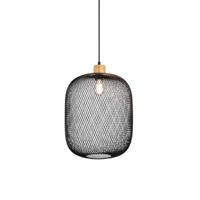 Trio Landelijke hanglamp Calimero 33cm zwart met hout R30561932