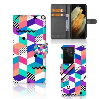 Samsung Galaxy S21 Ultra | Book Case | Blokken Kleurrijk