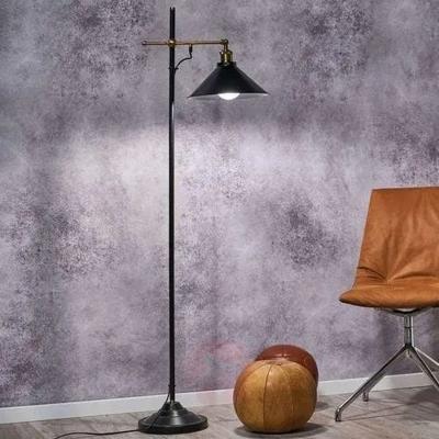 Vloerlamp industrieel &apos;Lenius&apos; zwart E27 fitting 155cm