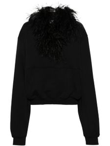 Giuseppe Di Morabito hoodie crop à détails de plumes - Noir