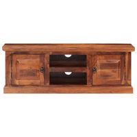 The Living Store Tv-kast Massief Acacia - 112 x 30 x 40 cm - Honingkleurige afwerking