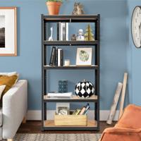 75 x 30 x 150cm Opslag Rek Opslag Plank Metalen Garage Gebruiksrek met 5 Verstelbare Planken voor Boeken Keukengerei Blauw/Zwart
