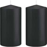 2x Kaarsen zwart 8 x 15 cm 69 branduren sfeerkaarsen - Stompkaarsen - thumbnail