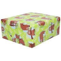 3x Rollen Cadeaupapier groen met dieren / luiaards200 x 70 cm - Cadeaupapier