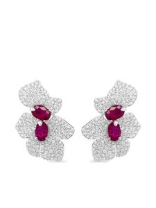 HYT Jewelry boucles d'oreilles en or blanc 18ct ornées de diamants et rubis - Rouge