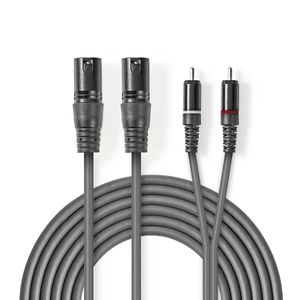 Nedis Gebalanceerde Audiokabel | 2x XLR 3-Pins Male naar 2x RCA Male | 1.5 m | 1 stuks - COTH15210GY15 COTH15210GY15