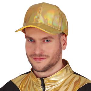 Glitter baseballcap petje - goud metallic - verkleed accessoires - volwassenen - Eighties/Disco