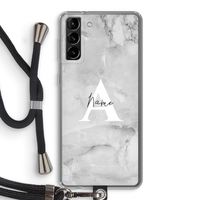 Ivory Marble: Samsung Galaxy S21 Plus Transparant Hoesje met koord