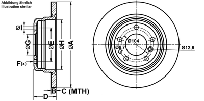 Remschijf ATE, Remschijftype: Massief, u.a. fÃ¼r BMW