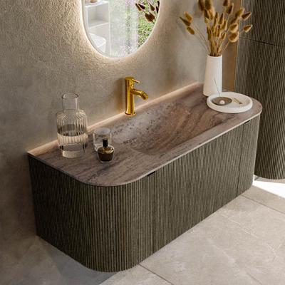 Badmeubel Mondiaz Kurve-Dlux | 110 cm | Meubelkleur Shadow | Wastafelkleur Oza | Solid surface | Wasbak midden spoelbak | 1 kraangat