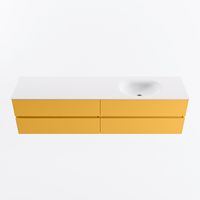 MONDIAZ VICA 190cm badmeubel onderkast Ocher 4 lades. Wastafel MOON rechts 1 kraangat, kleur Talc.