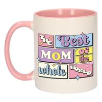 Cadeau koffie/thee mok - de beste mam - van de wereld - roze - 300 ml - keramiek