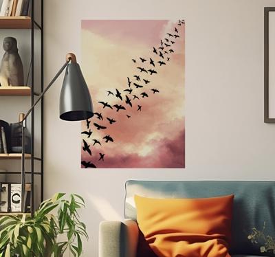 Vliegende vogels poster woonkamer