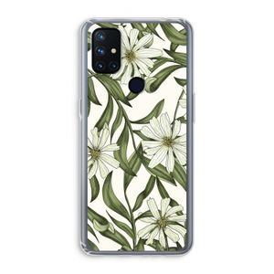 Wit bloemenpatroon: OnePlus Nord N10 5G Transparant Hoesje