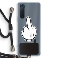 Middle finger white: Sony Xperia 5 II Transparant Hoesje met koord